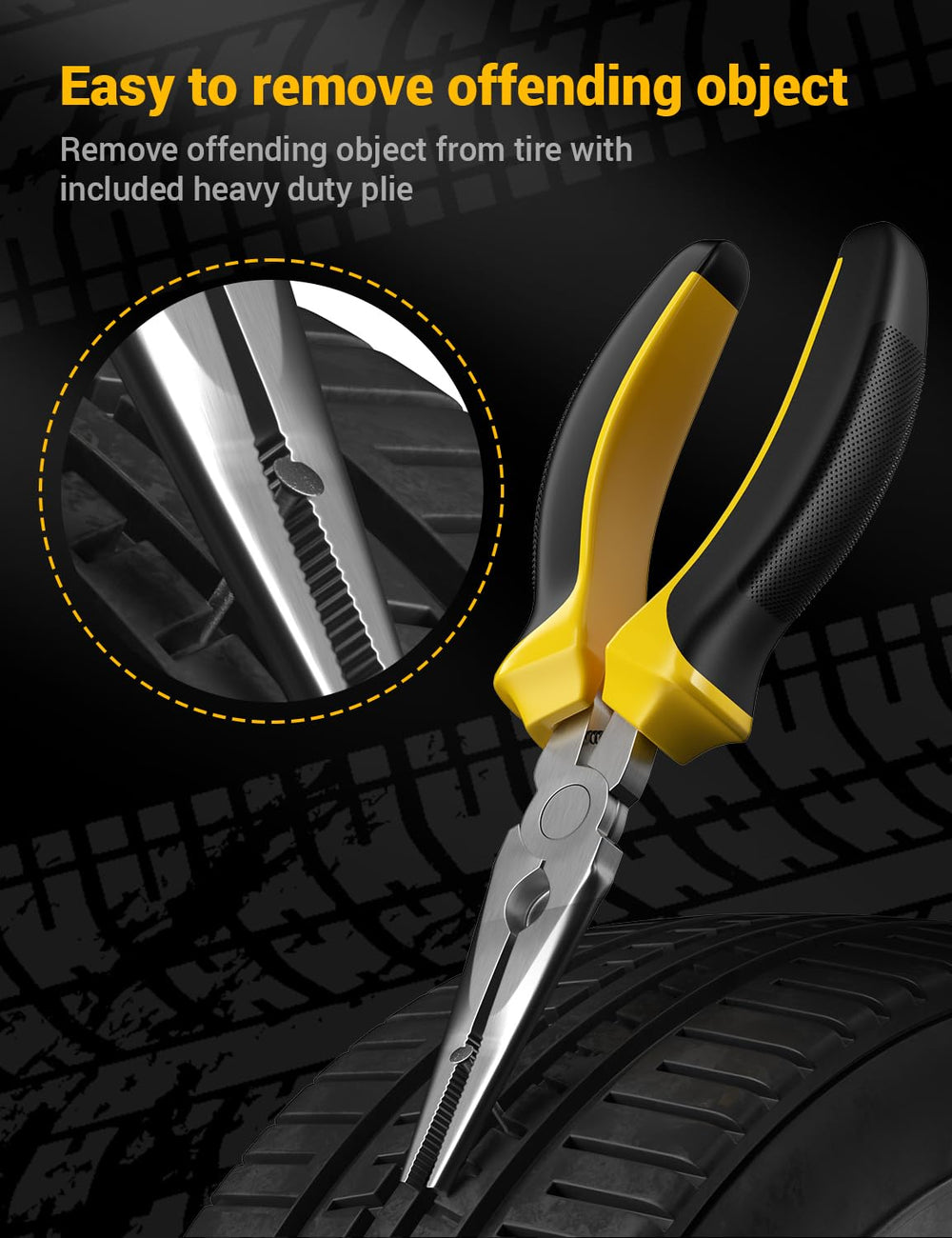 AUTOWN tools in use demonstrating insertion tool sealing a puncture for temporary driveability