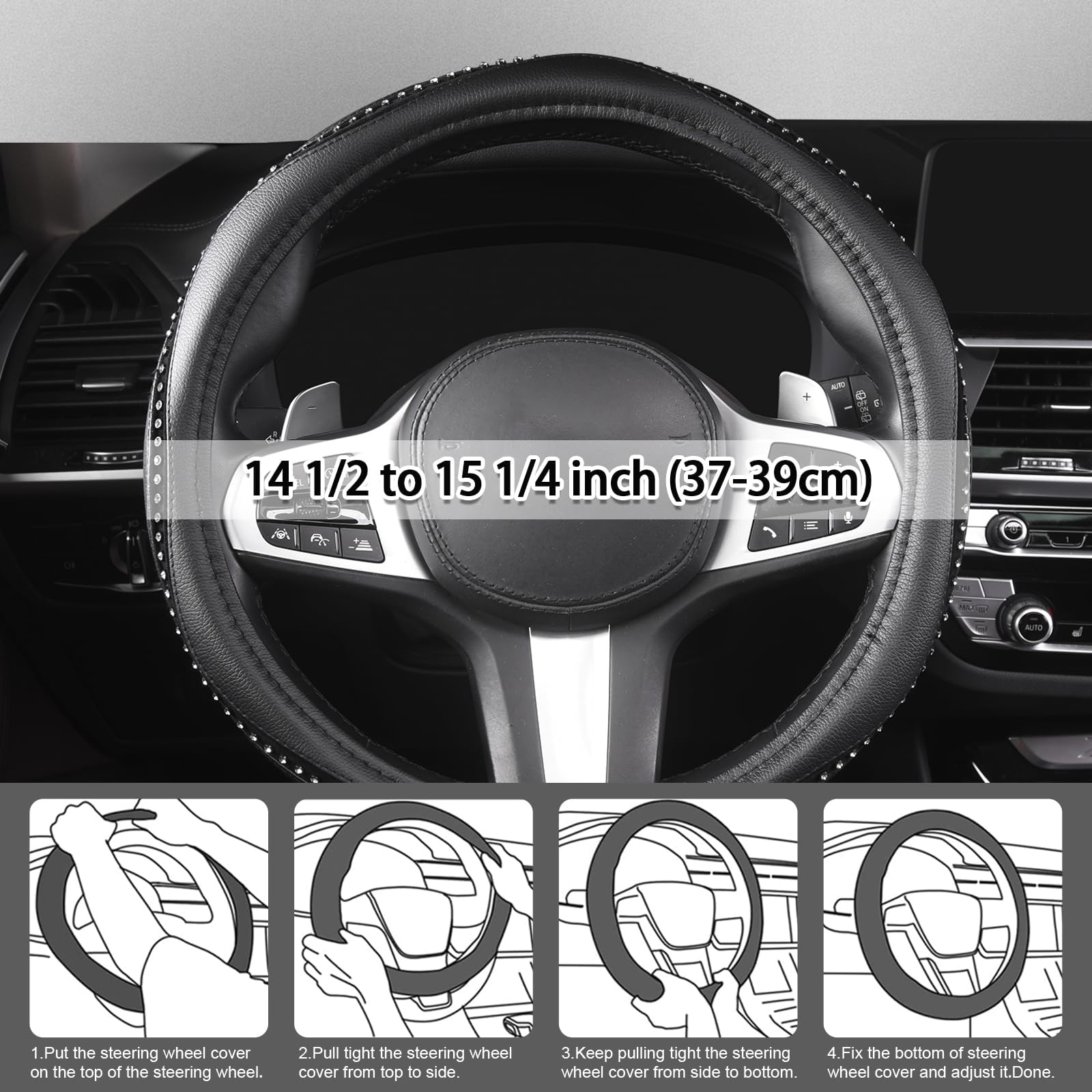 AUTOYOUTH installed on a car steering wheel blending luxury style with interior aesthetics