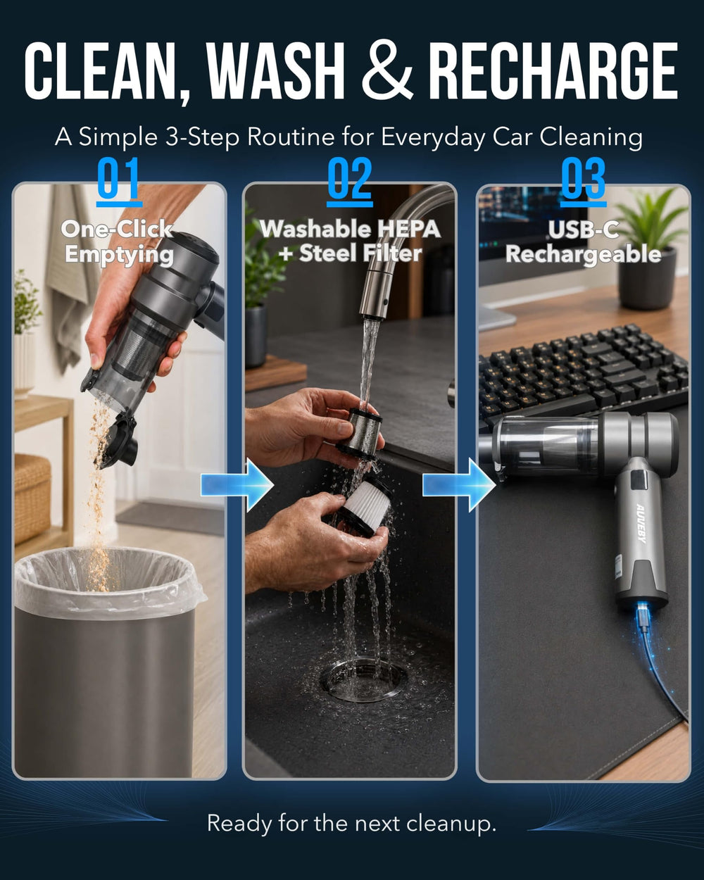 AUVEBY cleaning car seat crevice to remove crumbs and pet hair efficiently