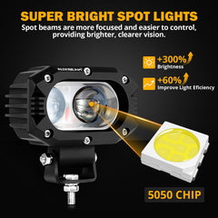 Auxbeam R4 lens close-up highlighting 12D optical lens for long-range visibility