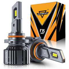 Auxbeam 9005 front view showing compact housing and bright reflector benefit improved fit