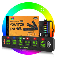 Auxbeam AS-R60 front panel view with slim bezel and six switches, easy control