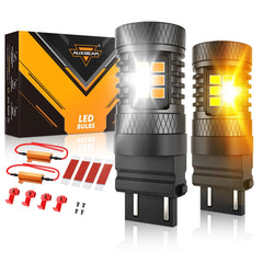 Auxbeam front view of bulb showing high-output LEDs and plug, increased visibility