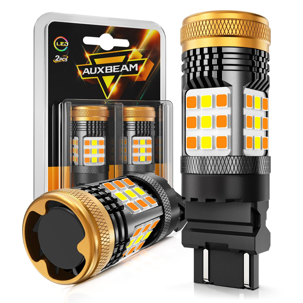 Auxbeam B21 front packaging showing bulb pair and benefits