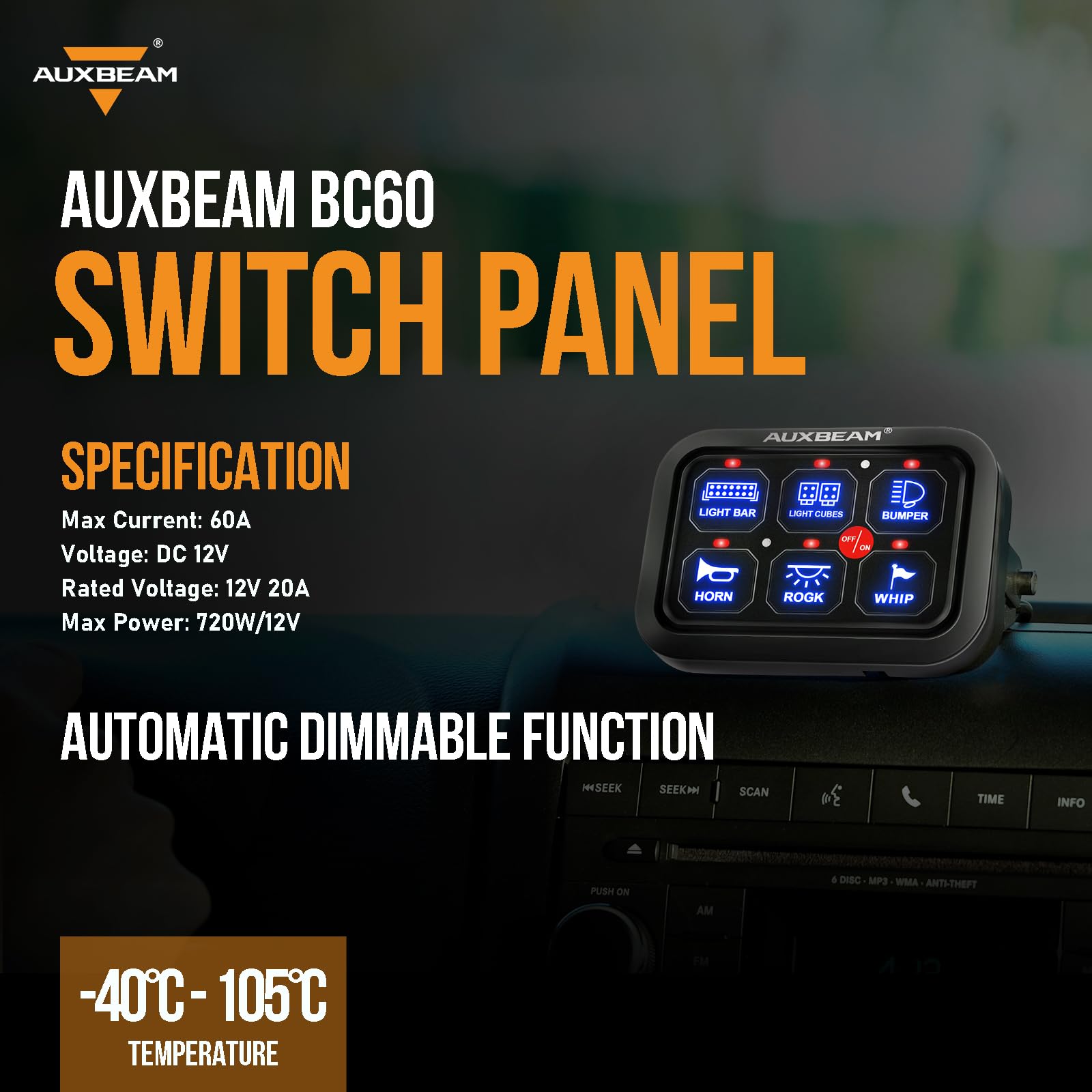 Auxbeam BC60 kit contents arranged, complete set simplifies accessory setup