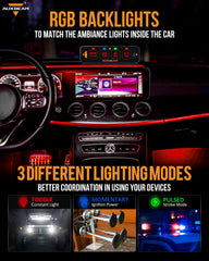 Auxbeam close-up of switches highlighting mode indicators and tactile buttons