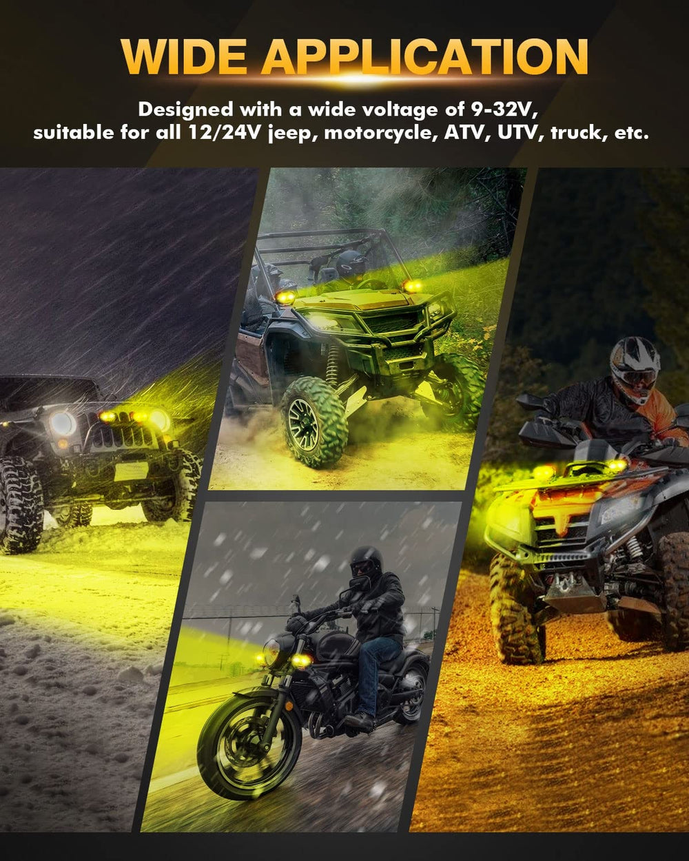 Auxbeam lights mounted on SUV at night showing enhanced trail visibility