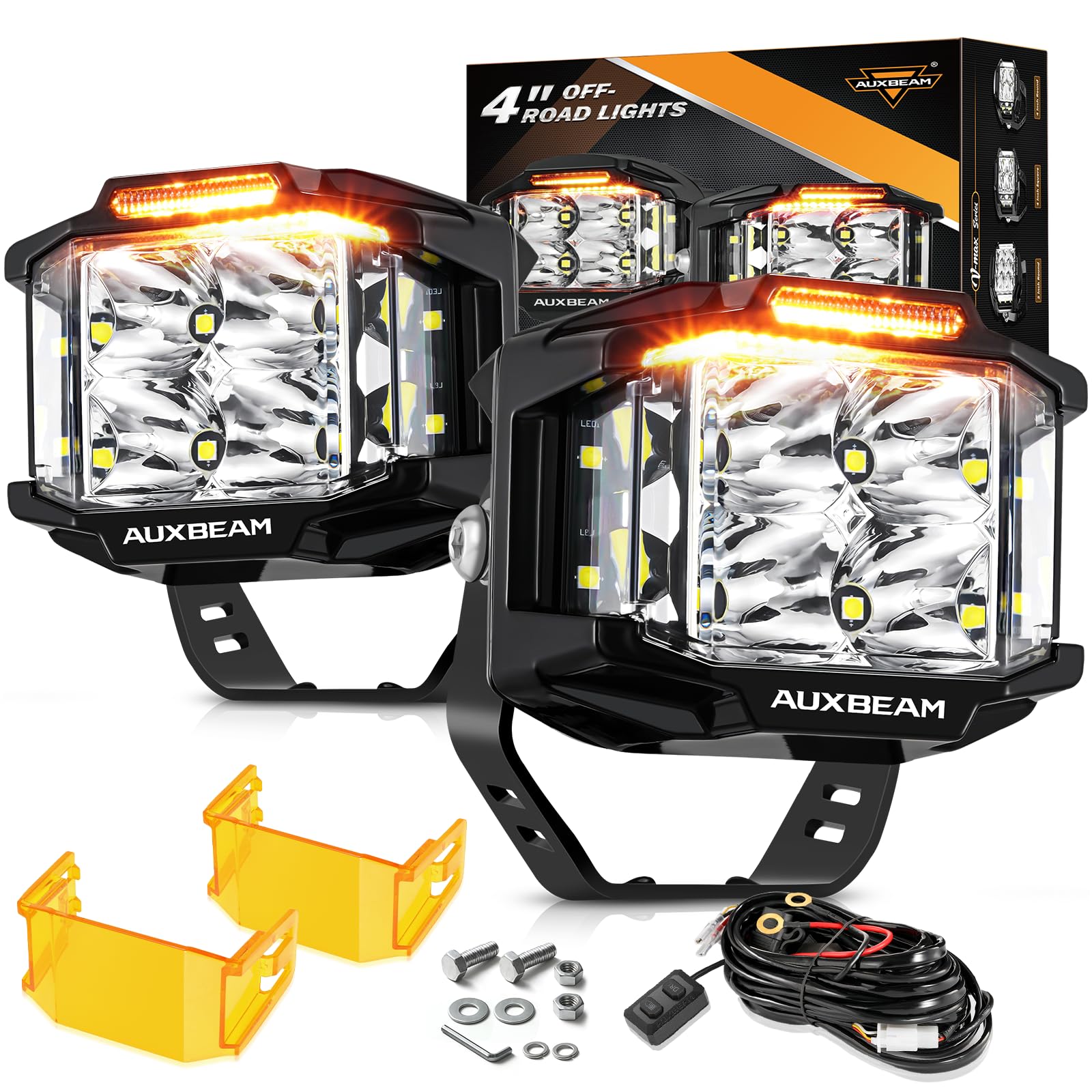 Auxbeam V-MAX front view showing wide balanced illumination benefit