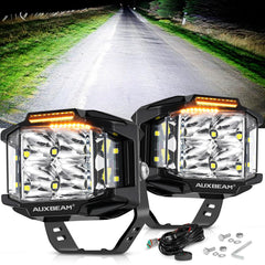 Auxbeam V-MAX side shooter close-up highlighting 270° flood coverage