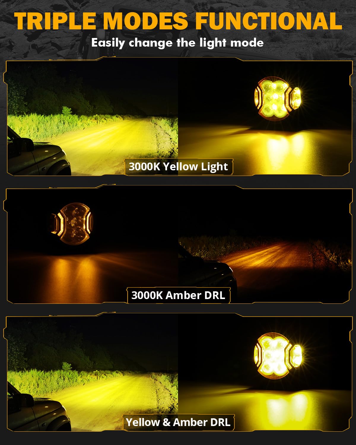 Auxbeam close-up of double side lighting showing increased peripheral safety