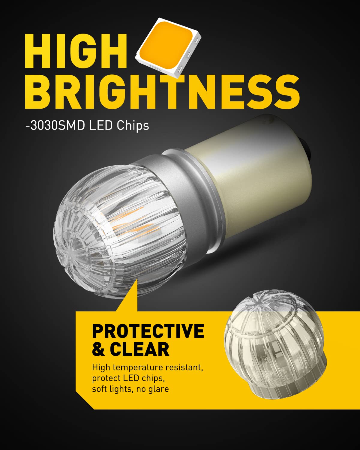 AUXITO LED close-up of 3030 SMD chips highlighting efficiency and high brightness