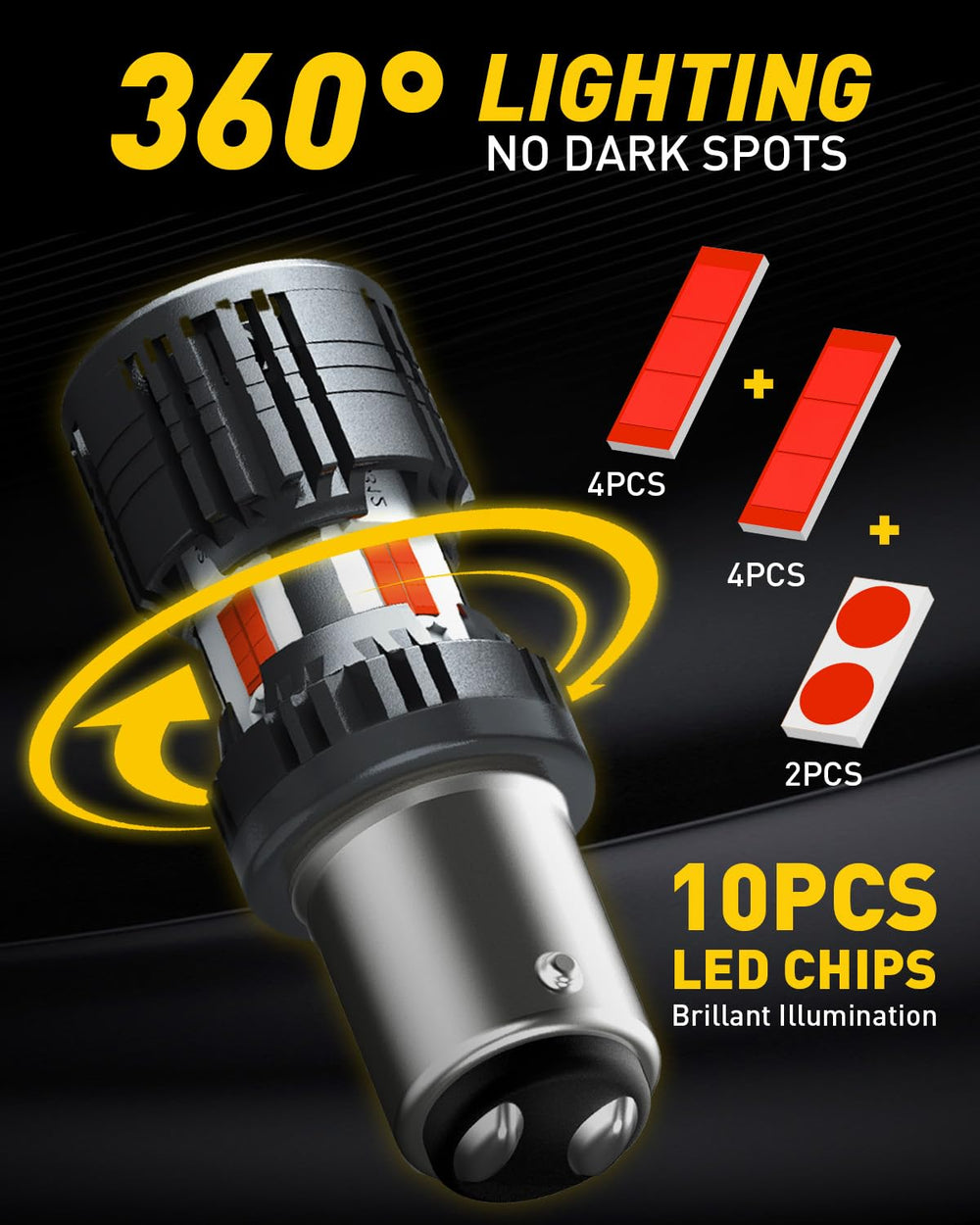 AUXITO 1157 illuminated on a car taillight showing improved rear visibility