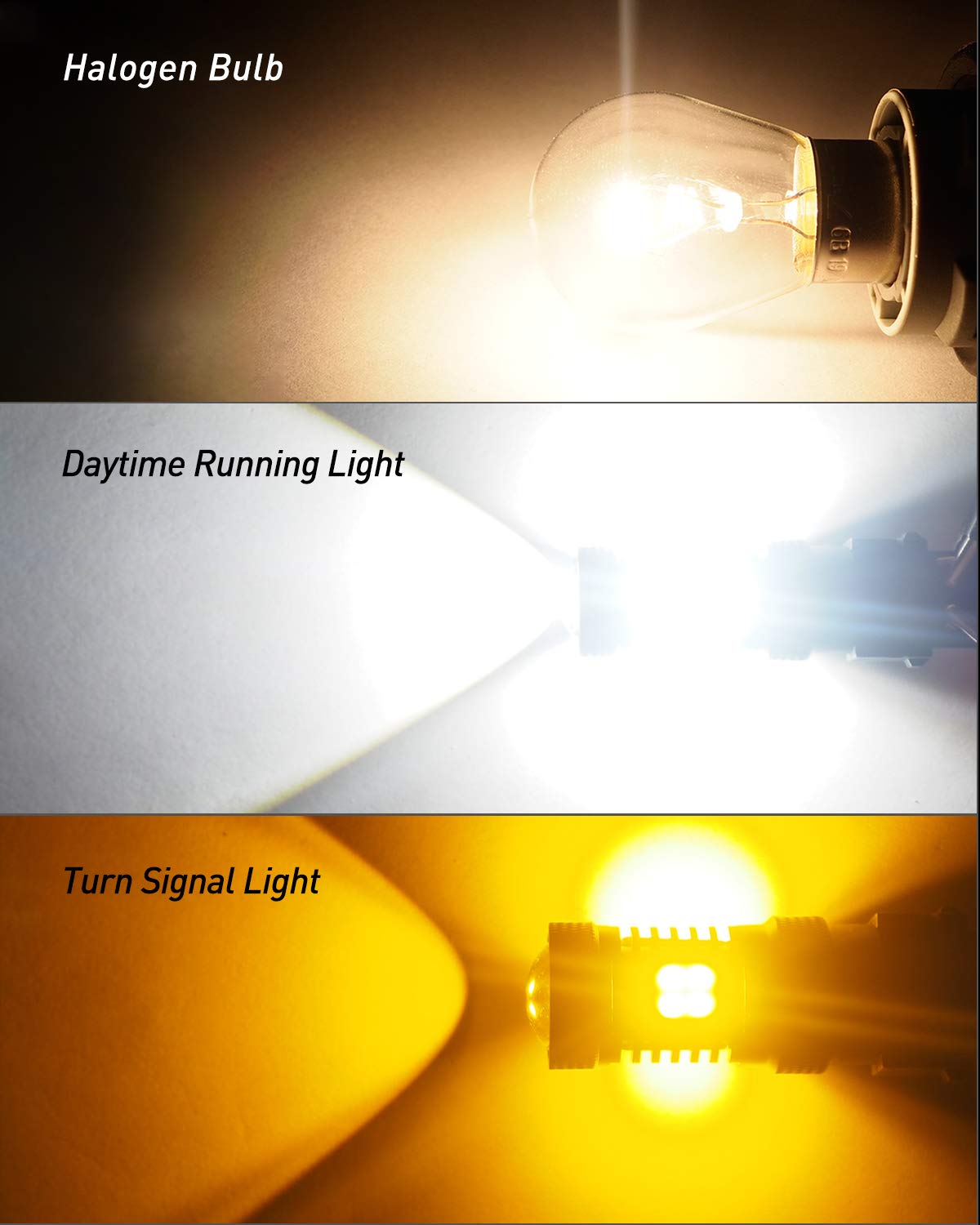 AUXITO illuminated amber turn signal in use, enhancing visibility during signaling