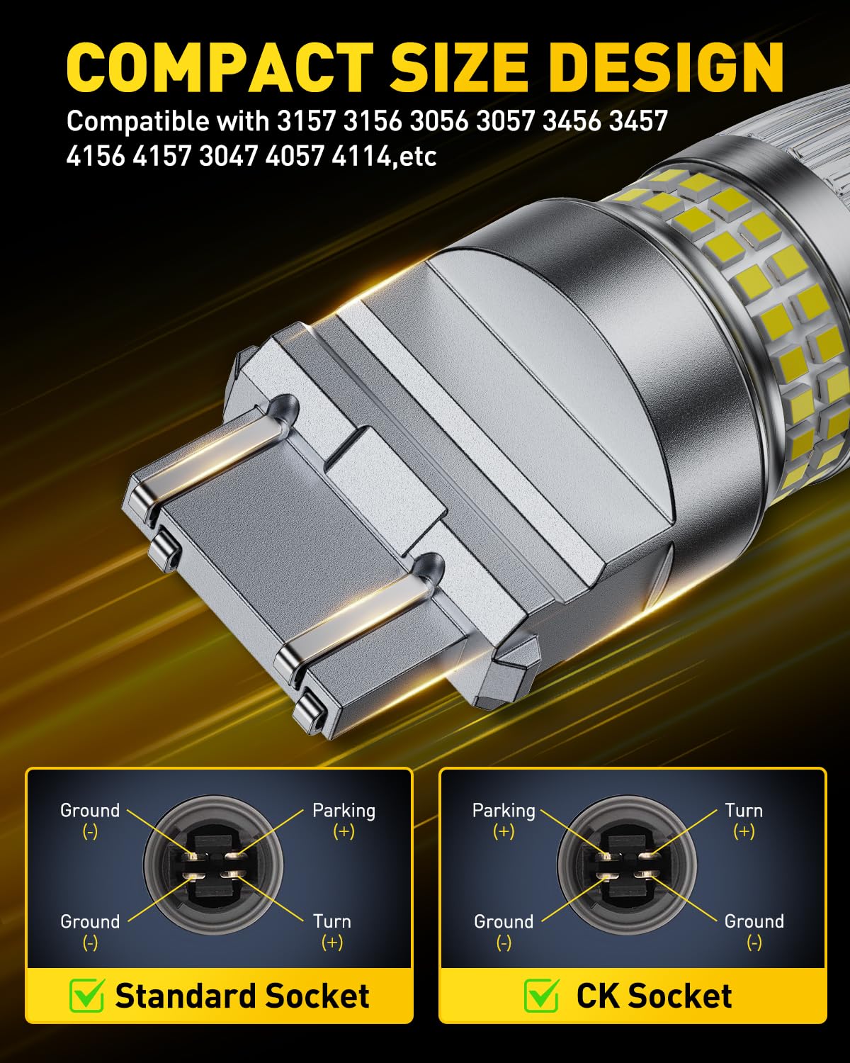 AUXITO bulb installed in vehicle reverse light illustrating brighter illumination during backing