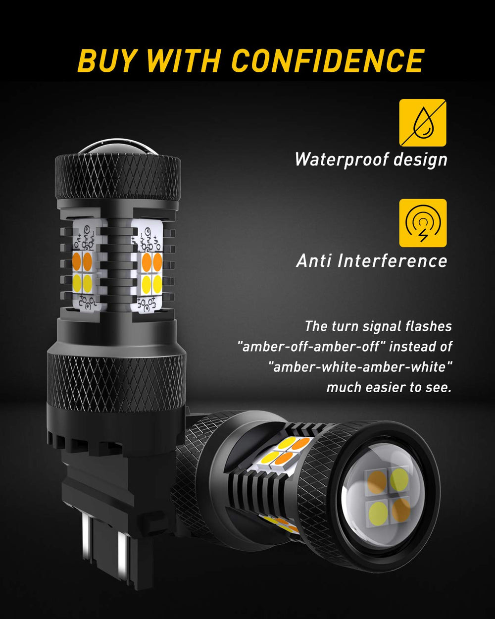 AUXITO included 50W resistor and accessories laid out, preventing hyper-flash issues