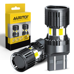 AUXITO front view of 7443 LED bulb showing bright emitter for improved visibility