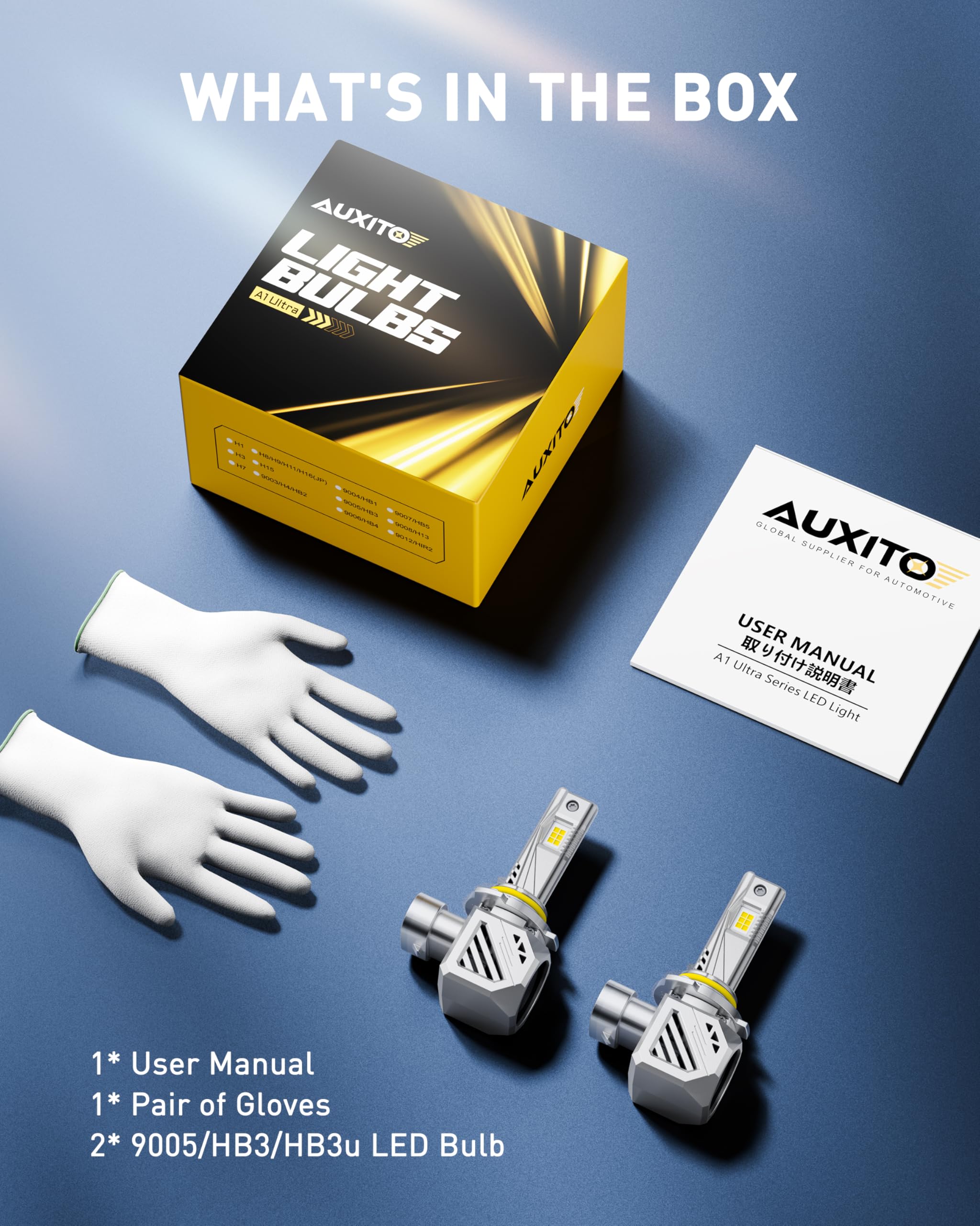 AUXITO 9005 lifestyle night drive scene showing improved road illumination