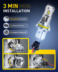 AUXITO 9007 installed in headlight housing for easy plug-and-play benefit
