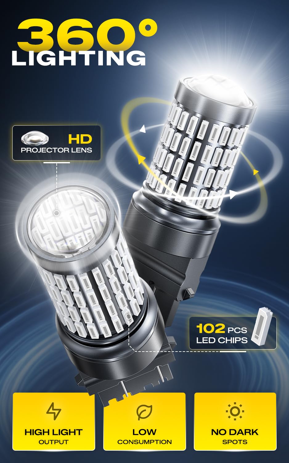 AUXITO aluminum housing close-up for faster heat dissipation and durability