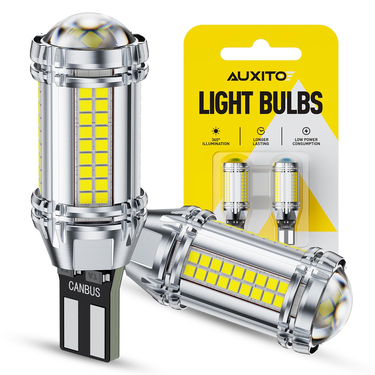 AUXITO front packaging showing model and bright 6500K benefit