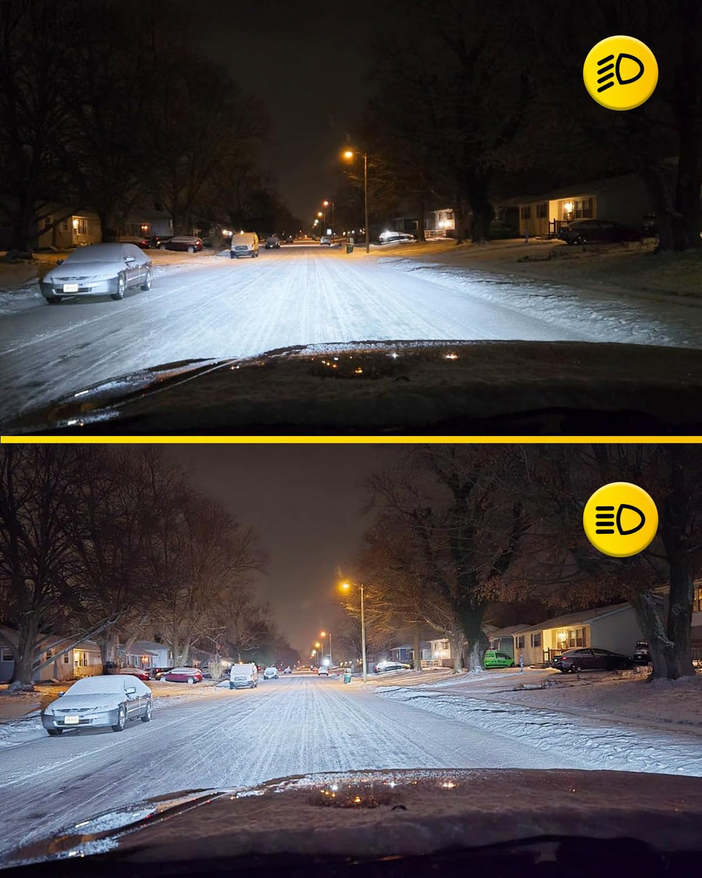 AUXITO lifestyle night driving view showing improved road visibility benefit