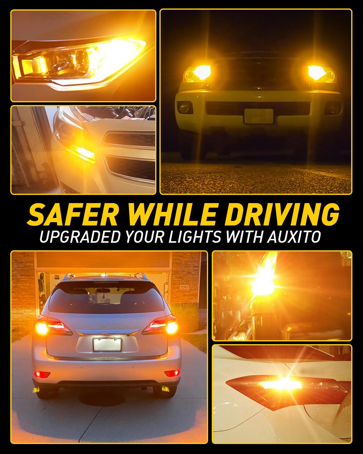 AUXITO photo of bulb installed in front turn signal improving visibility