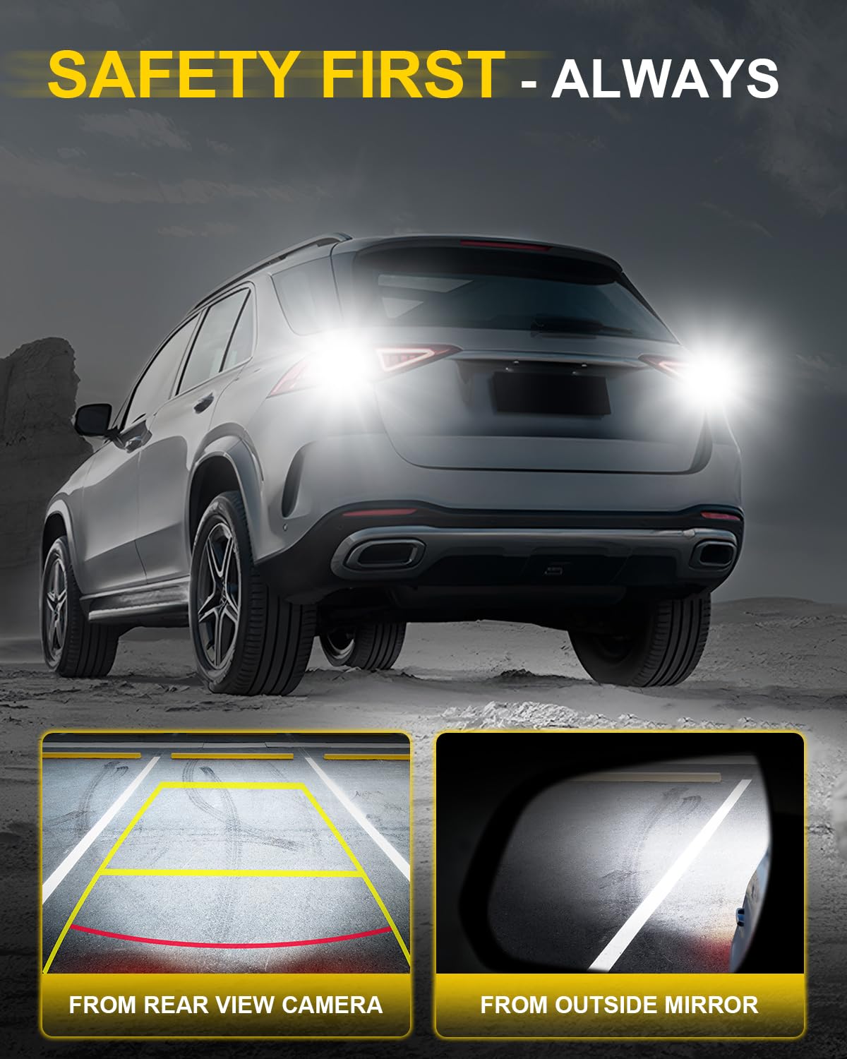 AUXITO installed in car reverse lamp improving visibility