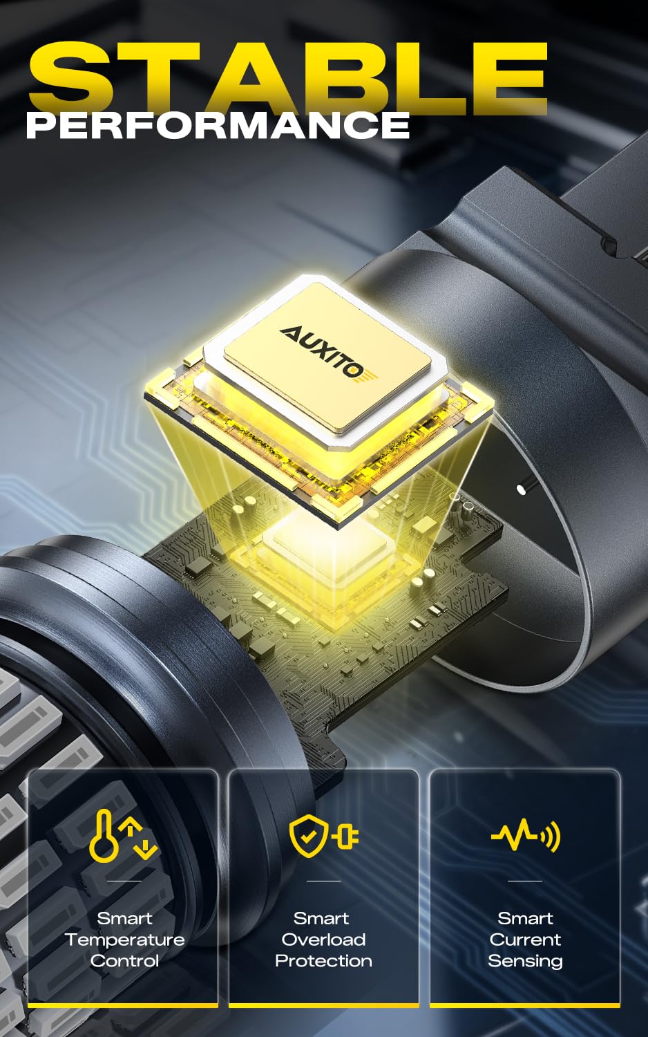 AUXITO nighttime brake light demonstrating stronger visibility for safety