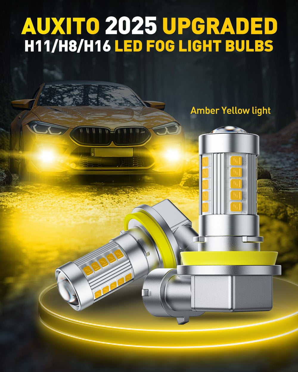 AUXITO two bulbs unboxed showing pack of two ready for install