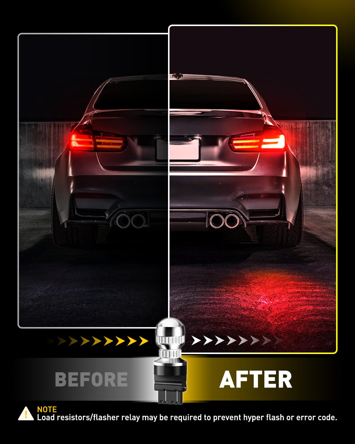 AUXITO nighttime road scene showing clearer brake visibility for safety