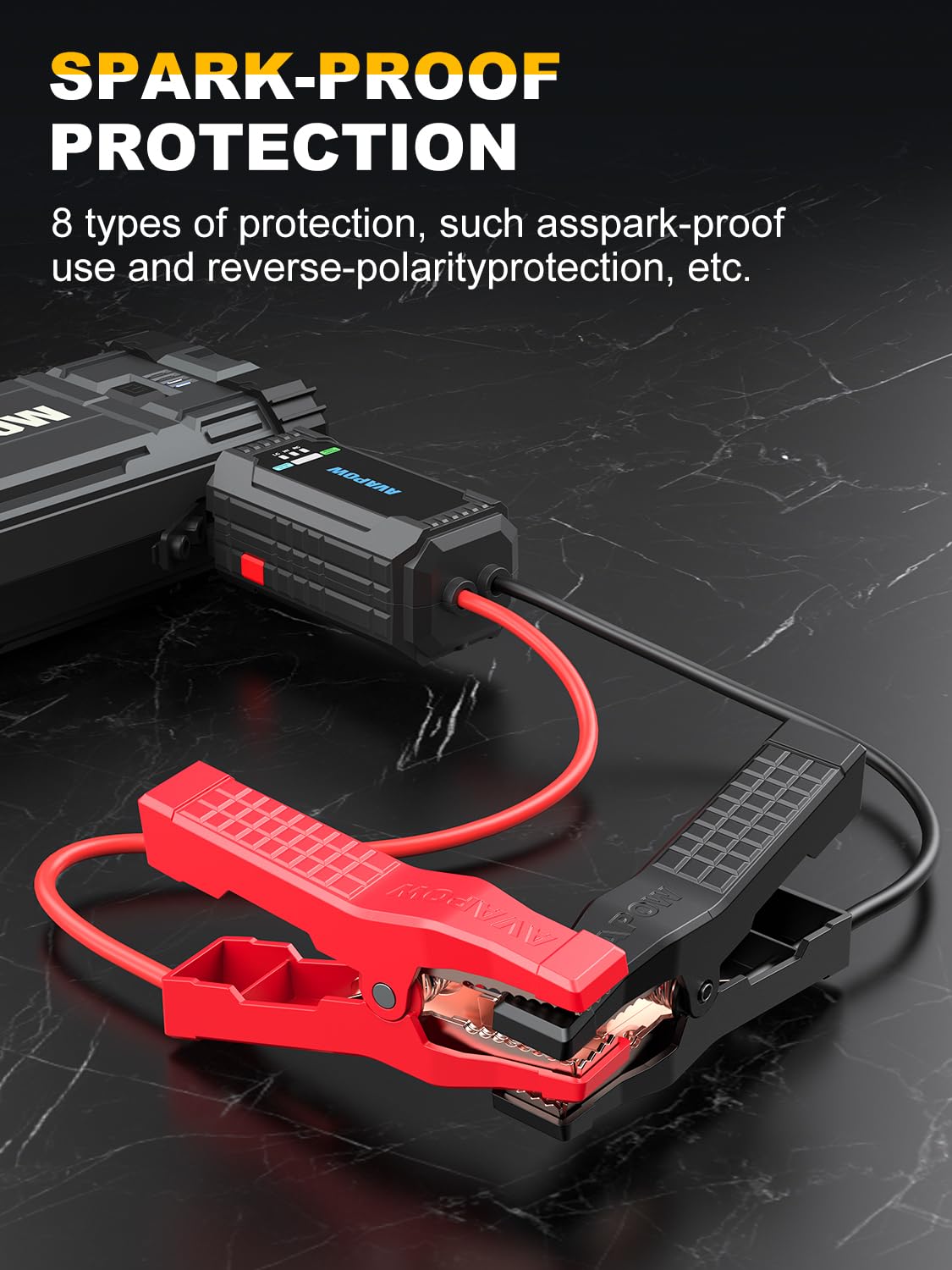 AVAPOW next to hand showing compact size and easy storage