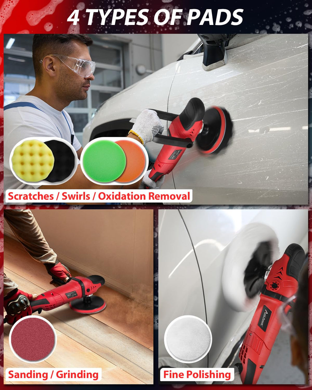AVID POWER wool bonnet close-up texture delivering high-gloss buffing without marring