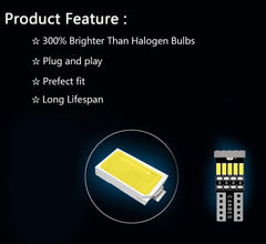 AWALITED bulbs beside glove box showing size comparison and direct-fit benefit