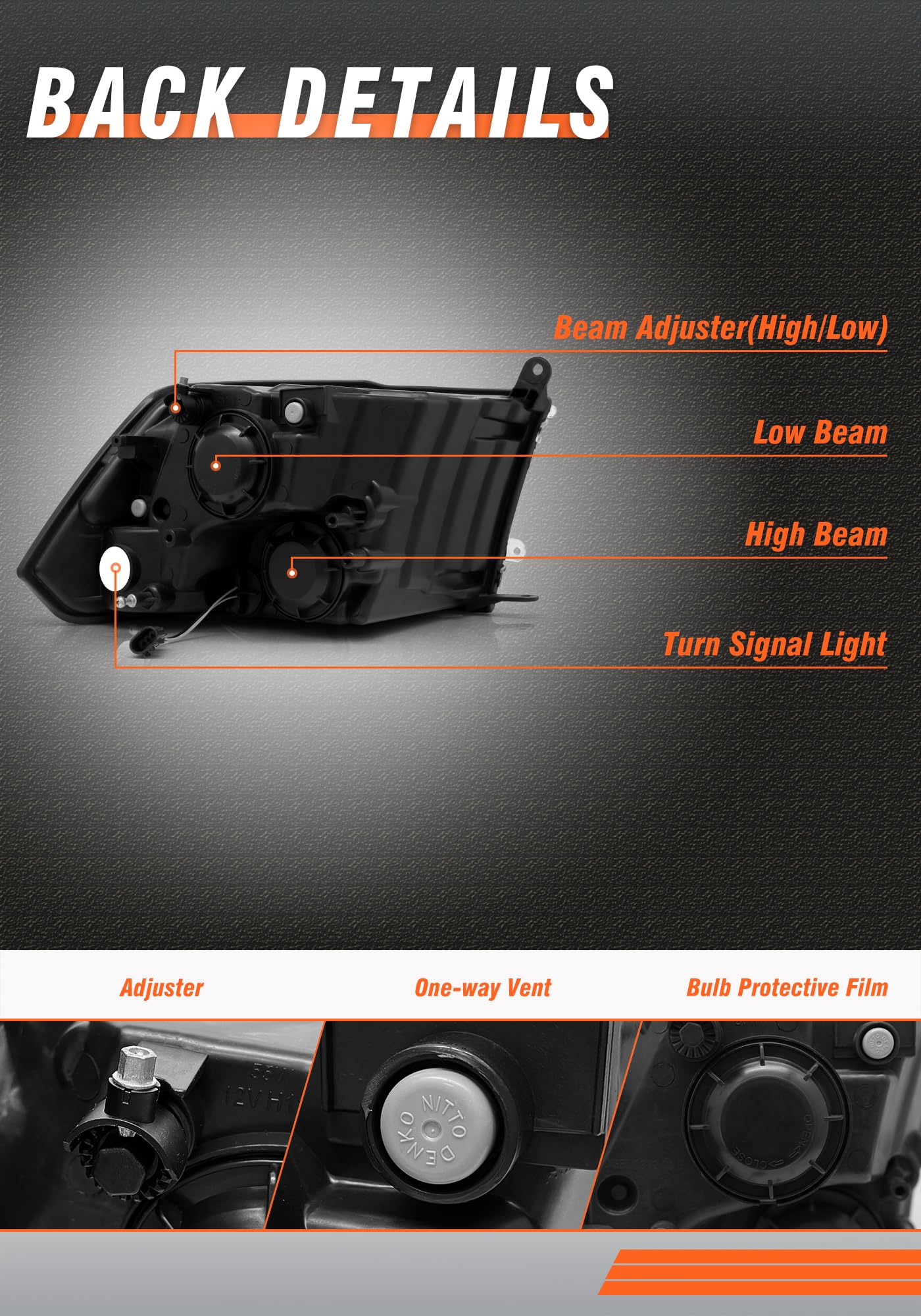 AXLAHA adjuster and connector detail showing plug-and-play connector for easy install benefit