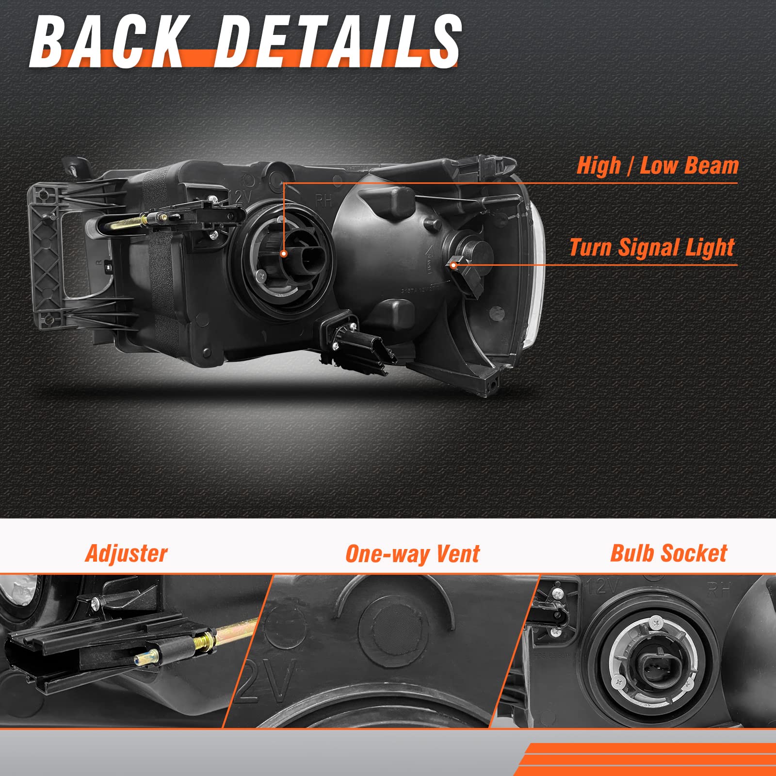 AXLAHA headlight adjuster mechanism close-up allowing precise beam alignment for safety
