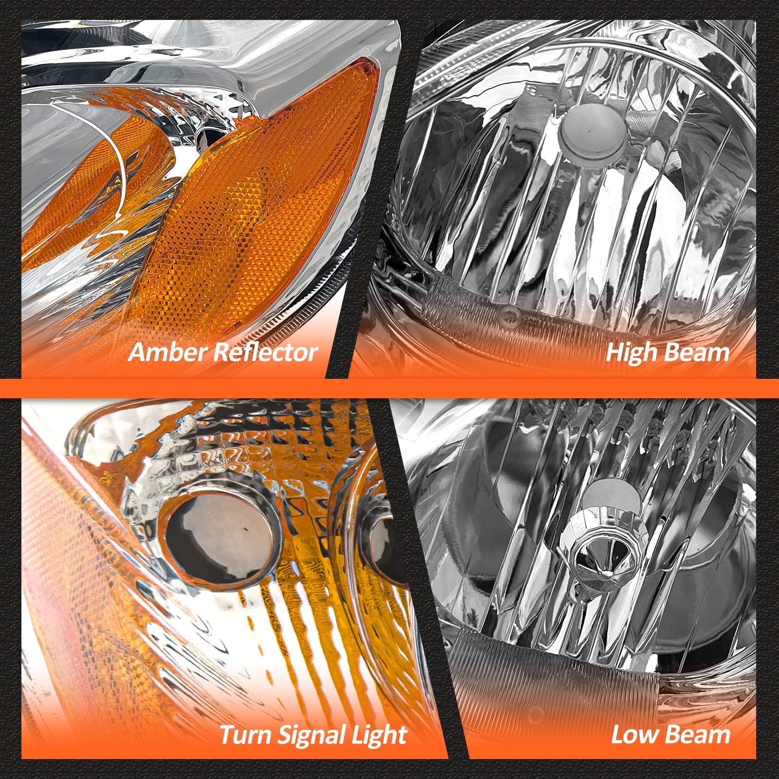 AXLAHA headlights beside ruler illustrating exact OE dimensions