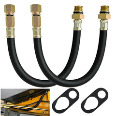 Axyuada front view of two packaged flex drain oil hoses showing size and brand benefit reliable spare