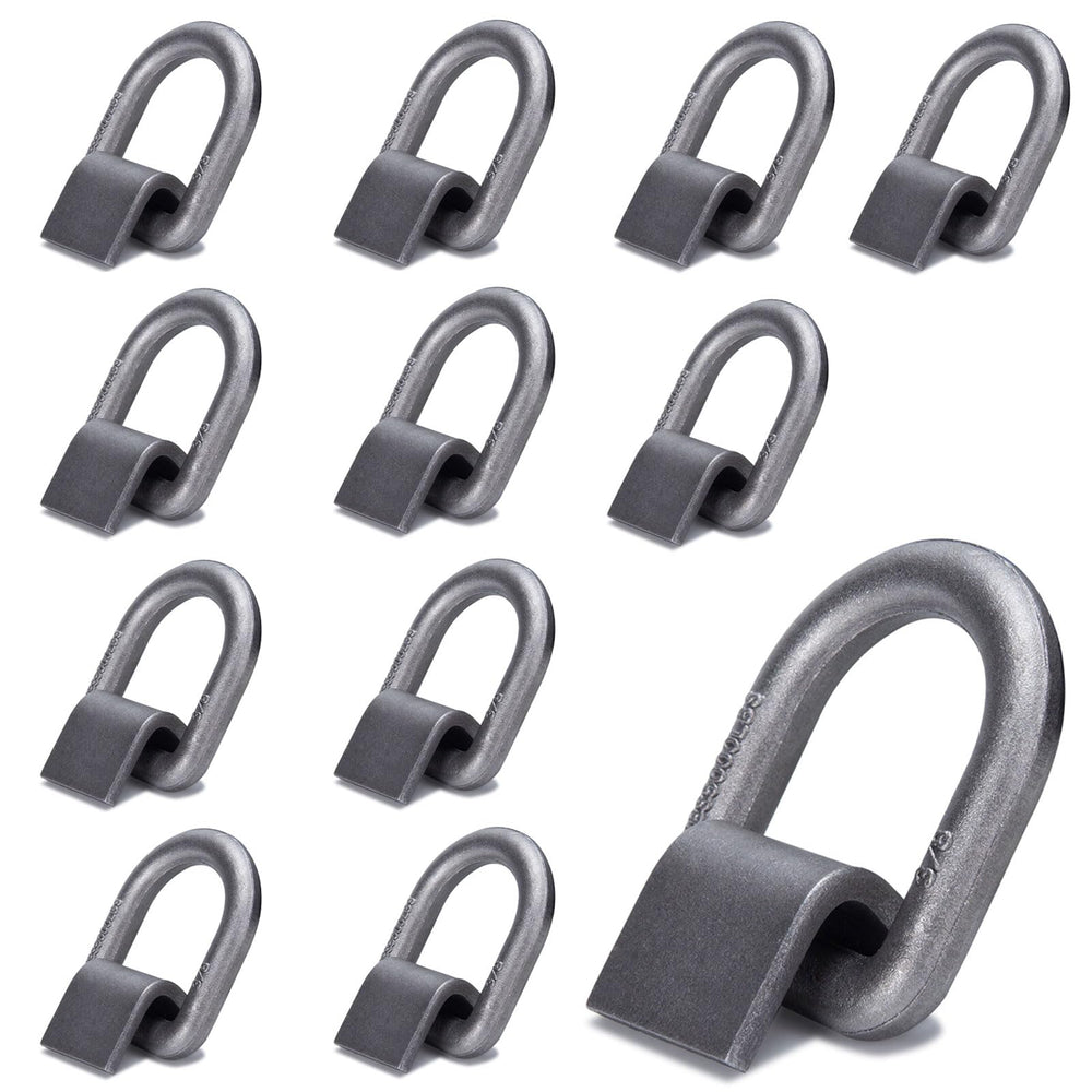 AYMMIC front view of 12-pack D-rings showing durable forged construction and clear labeling