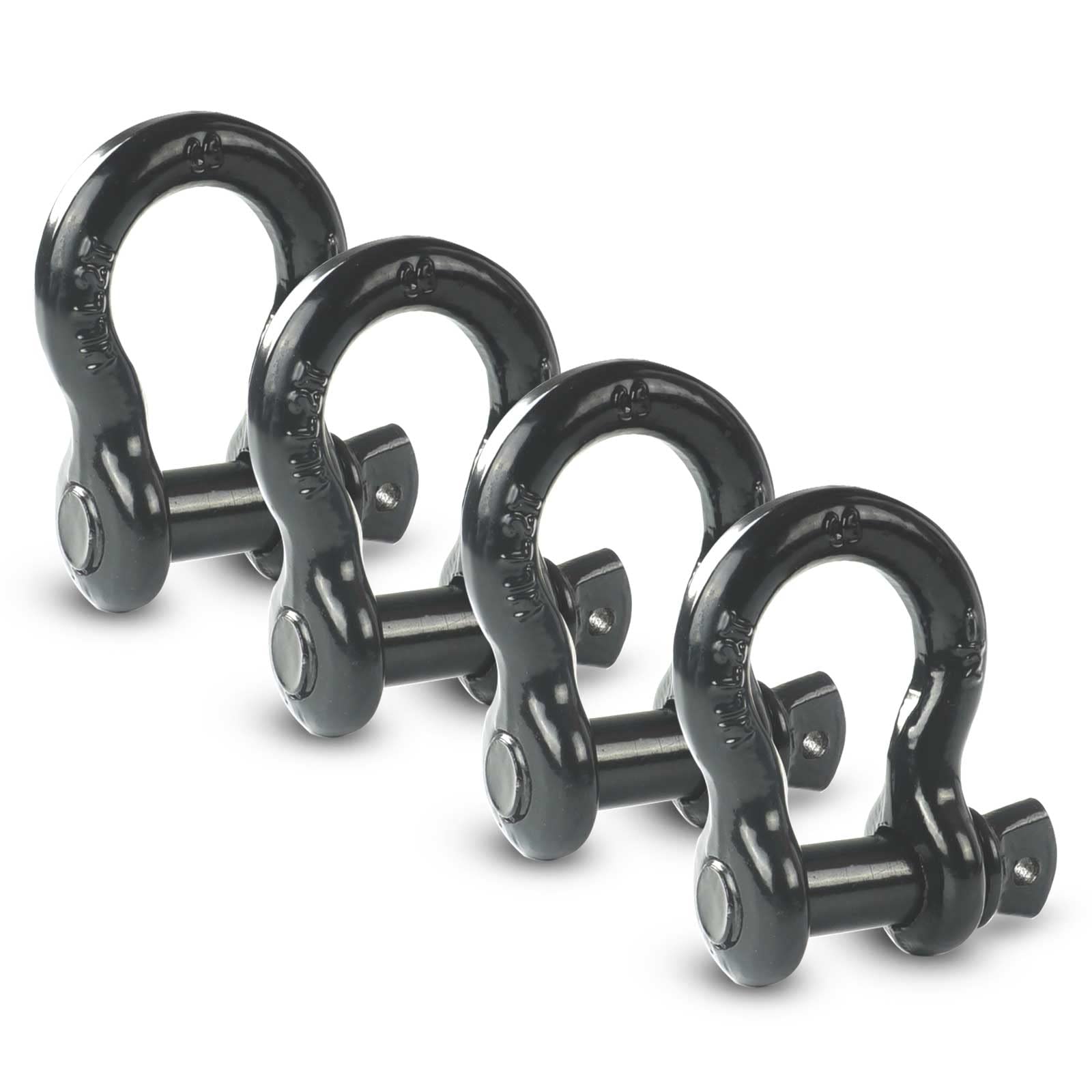 AYMMIC front view of 4-pack D ring shackles showing complete set, ideal for reliable towing