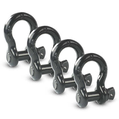 AYMMIC front view of 4-pack D ring shackles showing complete set, ideal for reliable towing