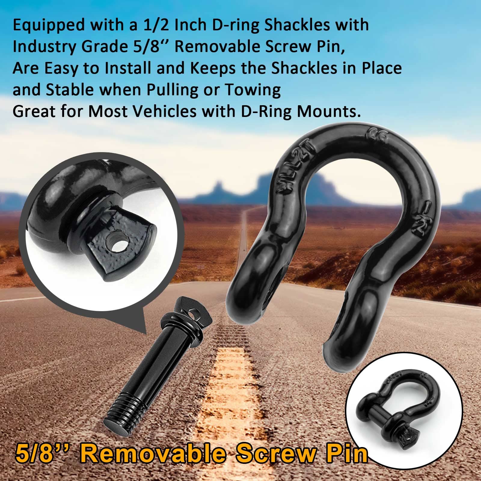 AYMMIC screw pin threaded into shackle demonstrating secure installation and quick removal