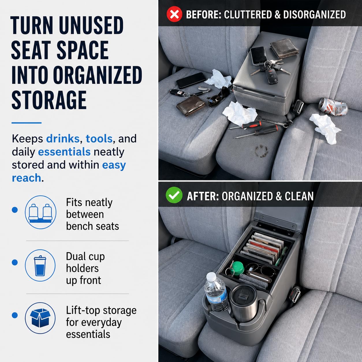 AZIFOK installed on a pickup bench seat for secure, non-permanent fit