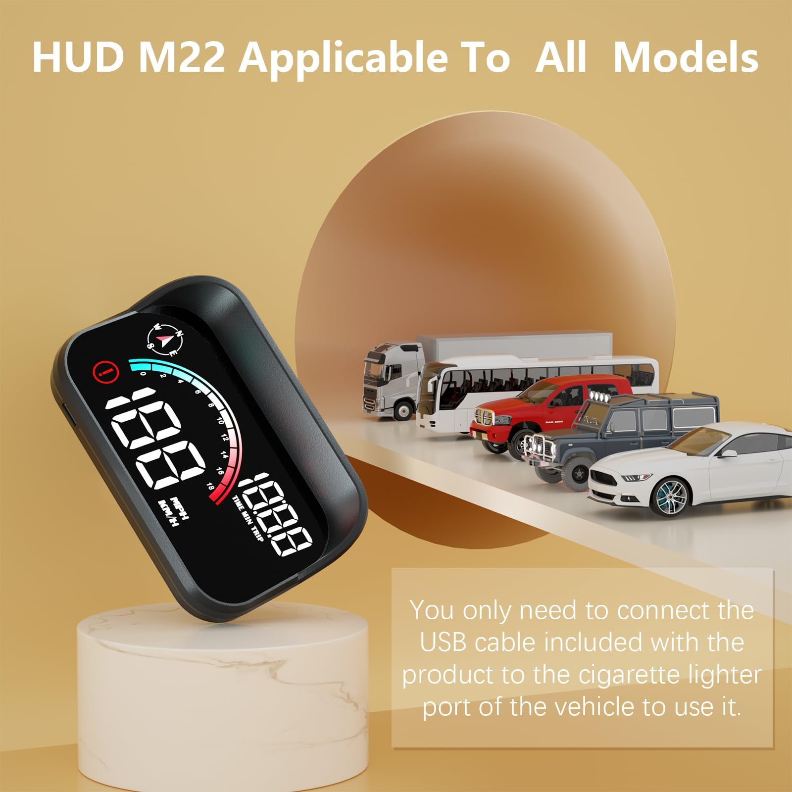 AZIJYV M22 beside a hand showing compact size and portability benefit