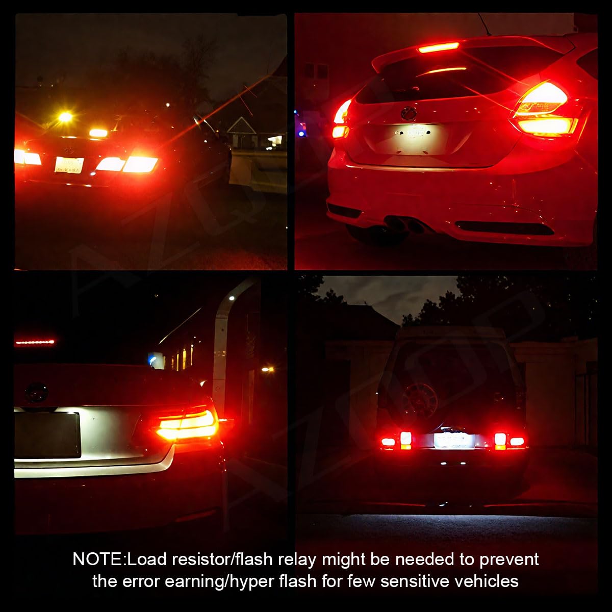 AZQOP brightness comparison with incandescent showing clearer brake light