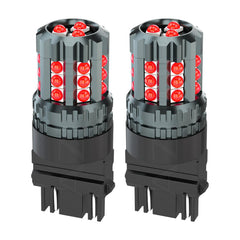 AZQOP front view of red 3157 LED bulb showing plug-and-play fit