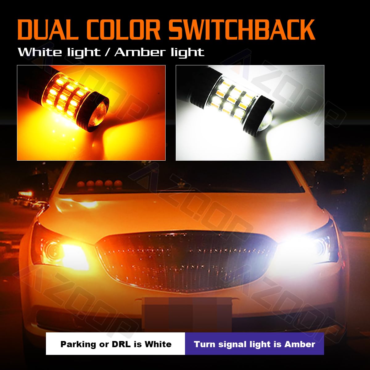 AZQOP bulb installed in truck turn signal showing clearer amber indication
