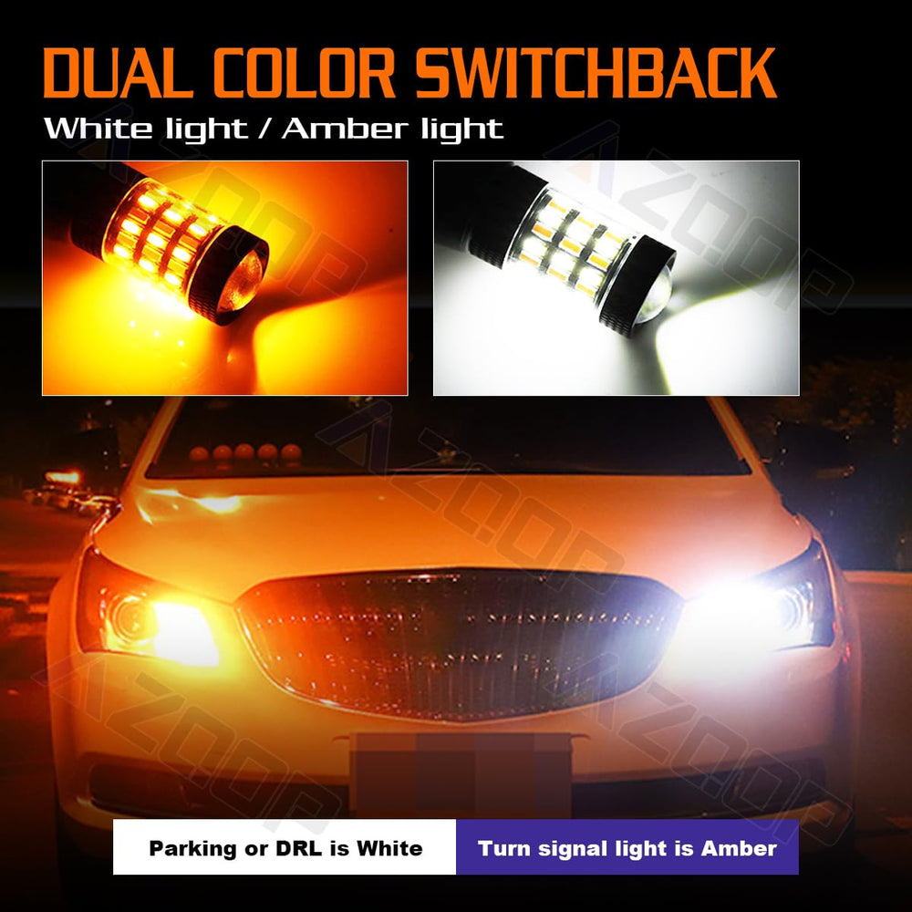 AZQOP bulb installed in truck turn signal showing clearer amber indication