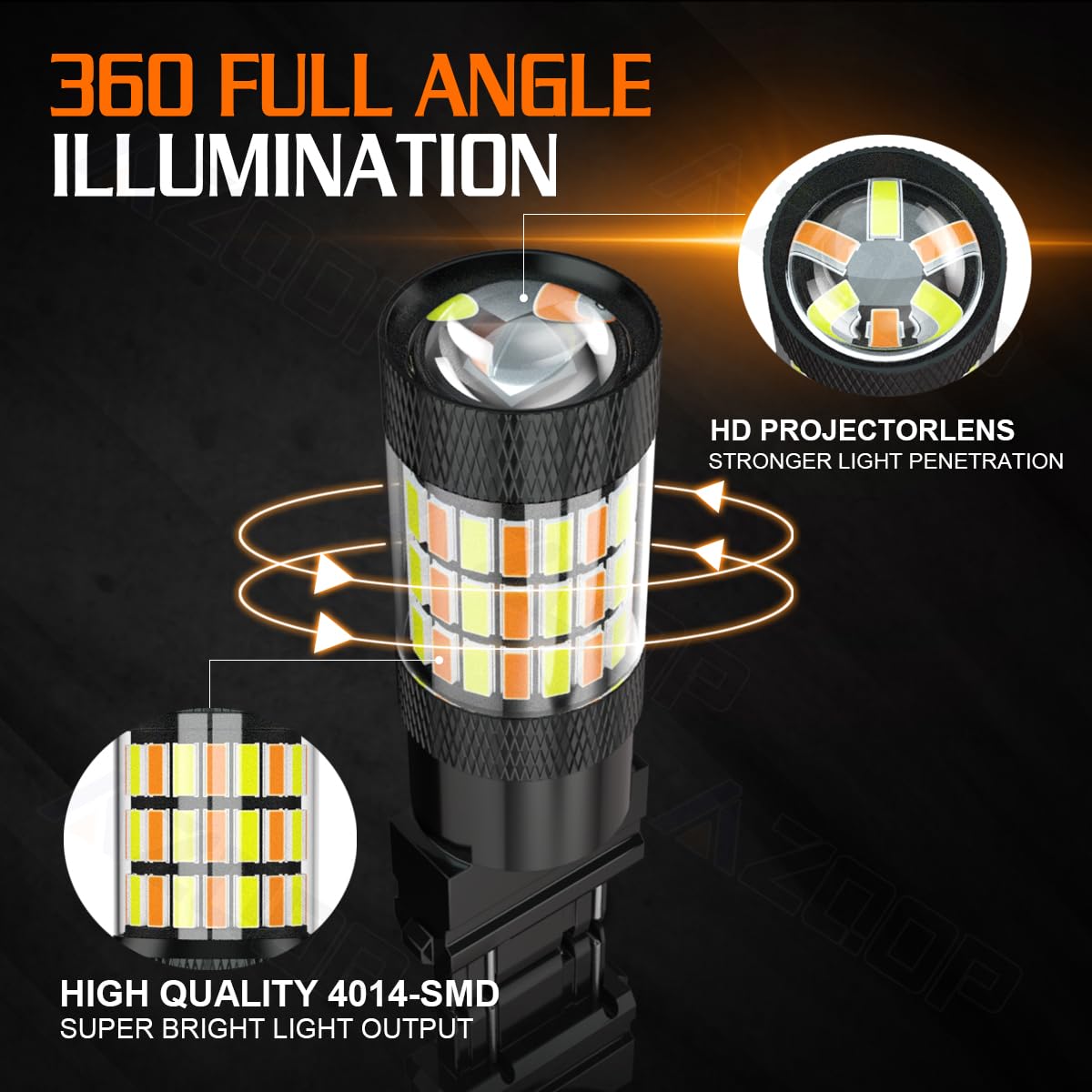 AZQOP bulb with water splashes illustrating IP67 waterproof reliability
