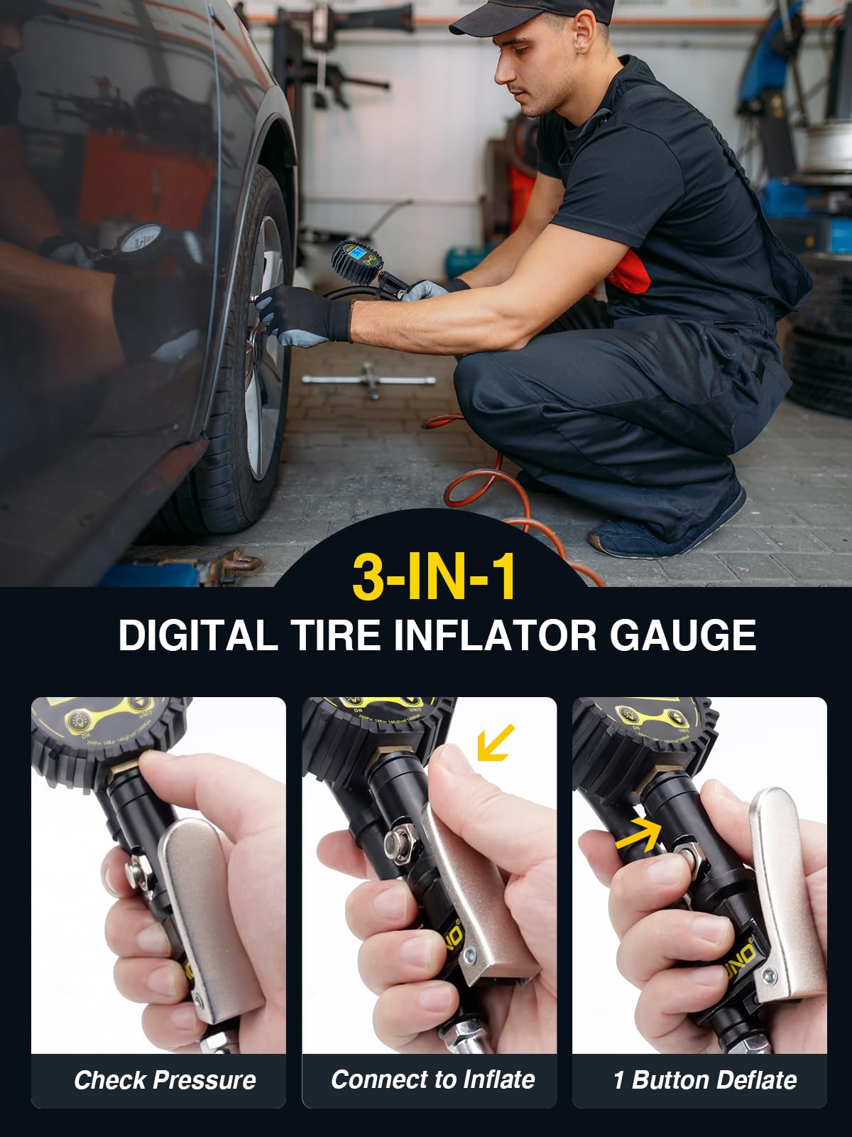 AZUNO portable carrying box open keeping inflator organized and protected