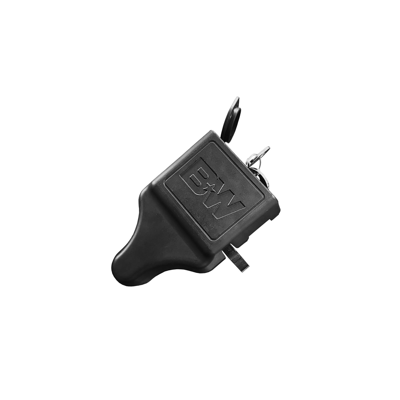 B&W TS51241 front view showing compact housing and lock for secure hitch appearance